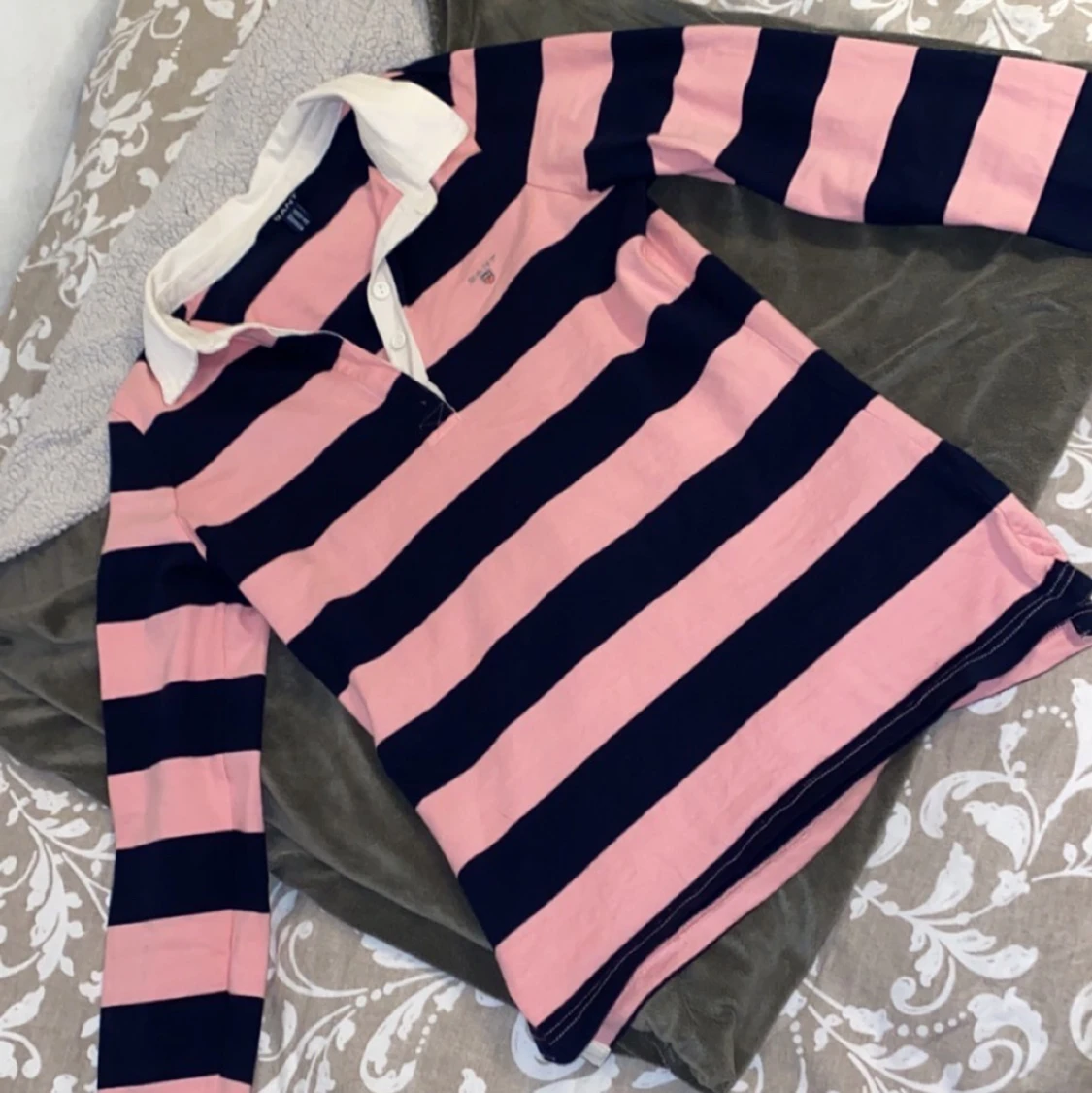 Gant piké rosa/navy långärmad strl xs - 90