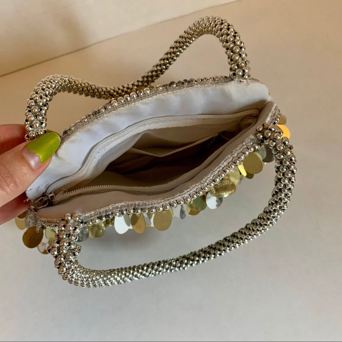 Vintage silver paljettväska - 90