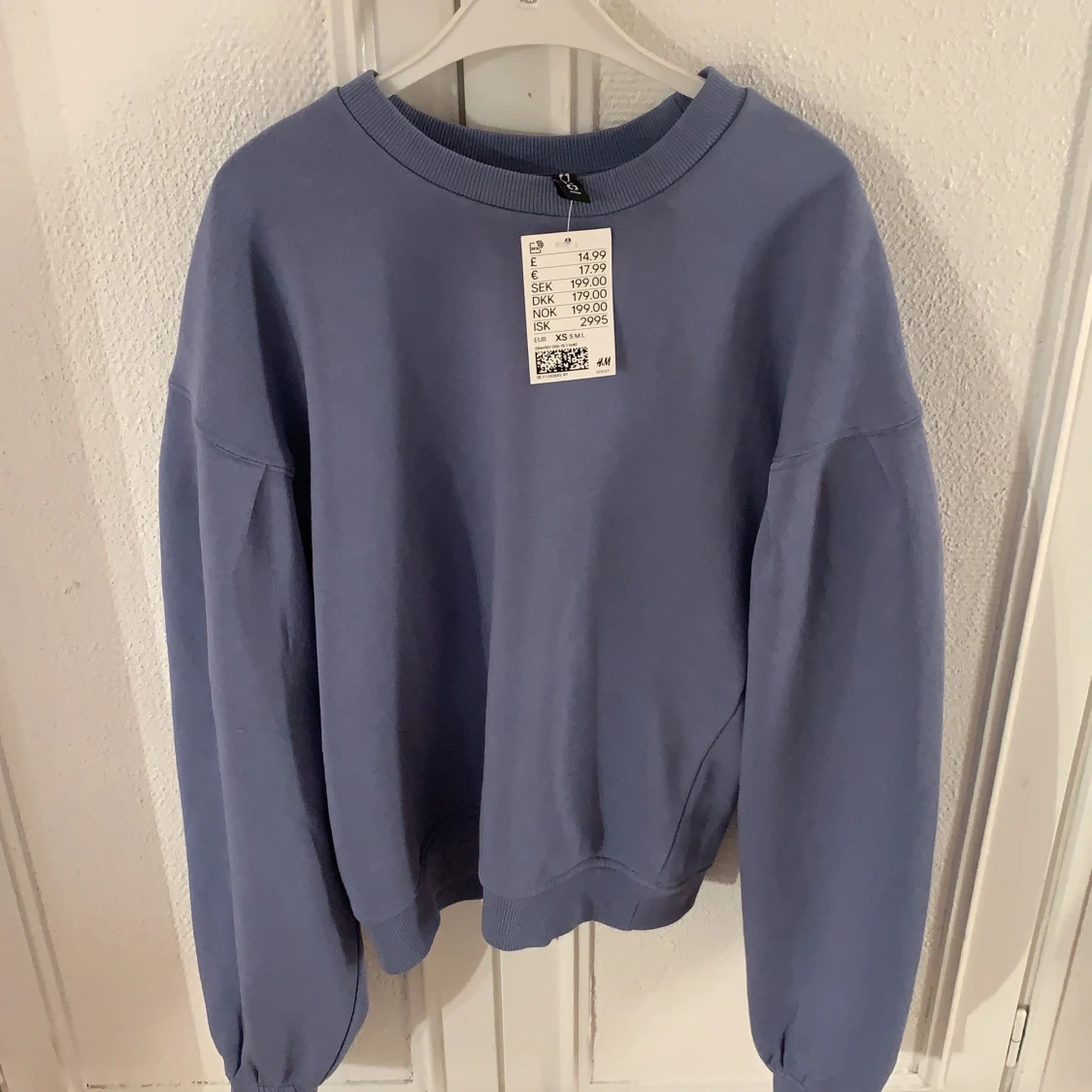 Blå College tröja med puffade armar - 90