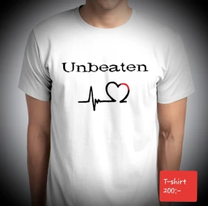 Unbeaten  - Herr t-shirt med egendesignat tryck. Ny ej begagnad. 