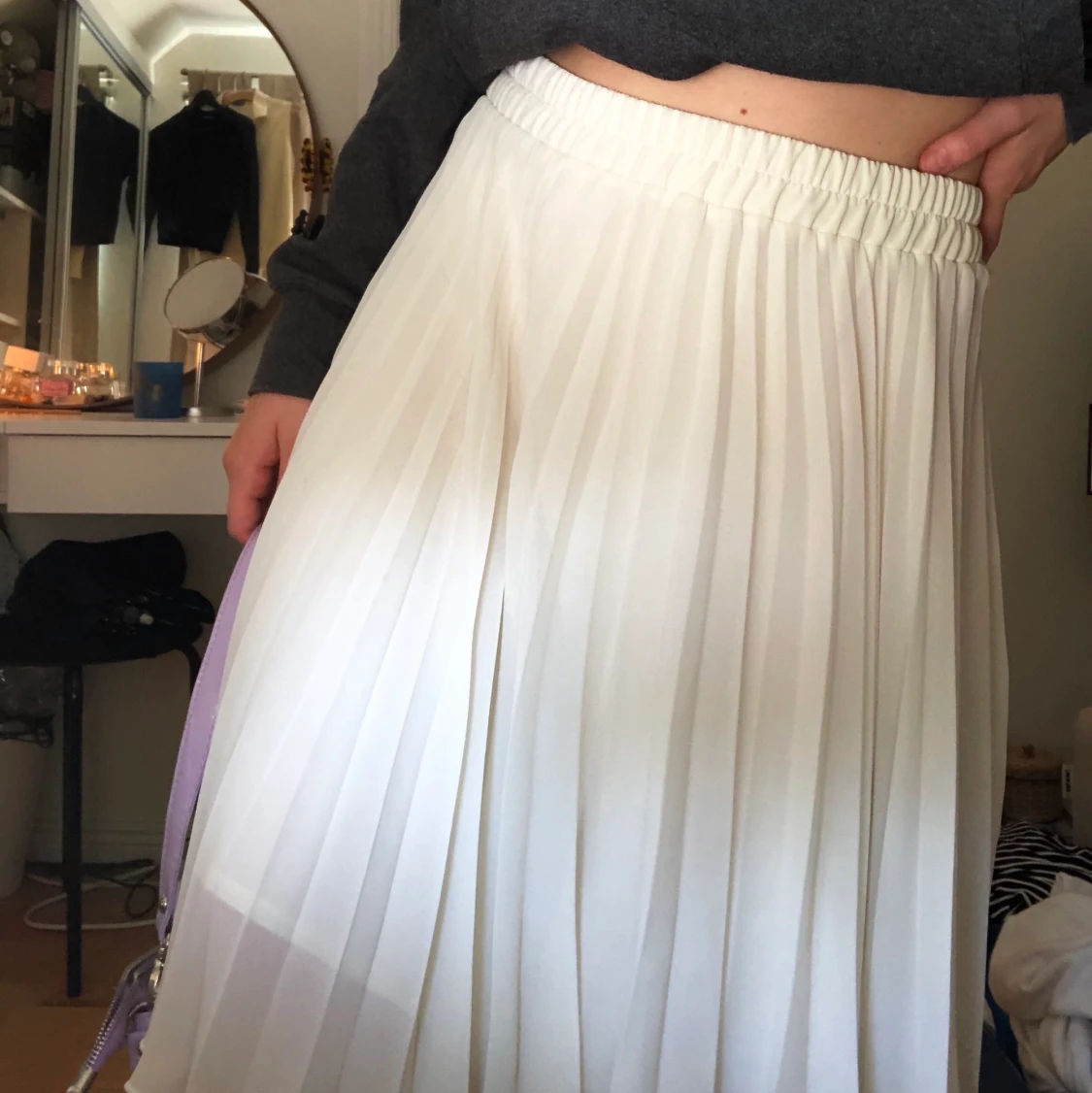 Plisserad vit kjol - 90