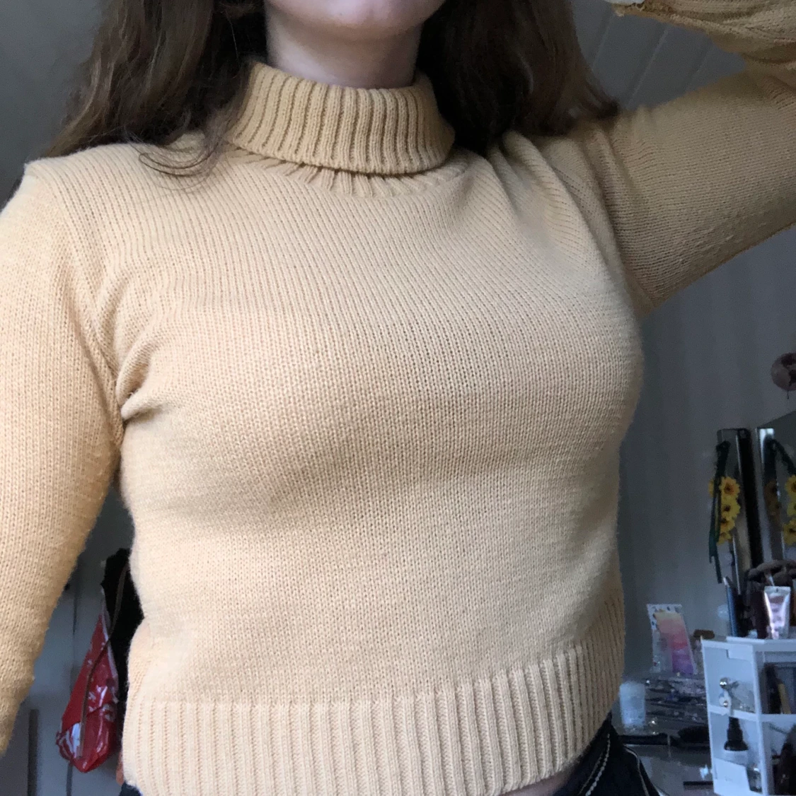 Orange/gul/brun/beige tröja med krage