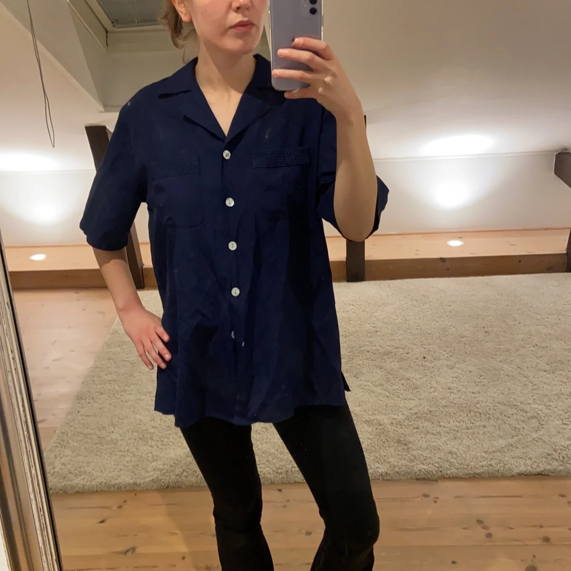 Marinblå skjorta - 90