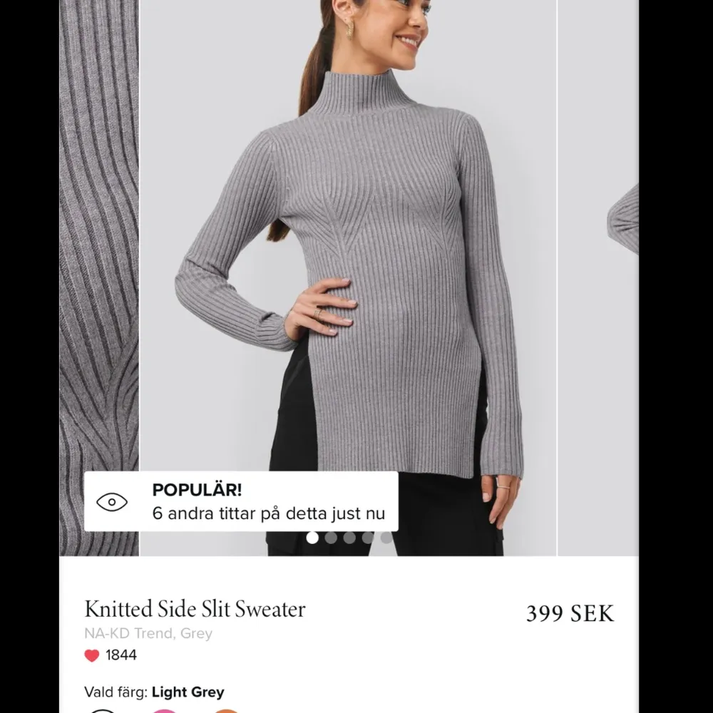 Säljer denna super mysiga gråa tröjan med slits från Nakd! Säljes då den inte kommit till användning tyvärr(använd MAX 1 gång)    Nypris 399:-. Tröjor & Koftor.