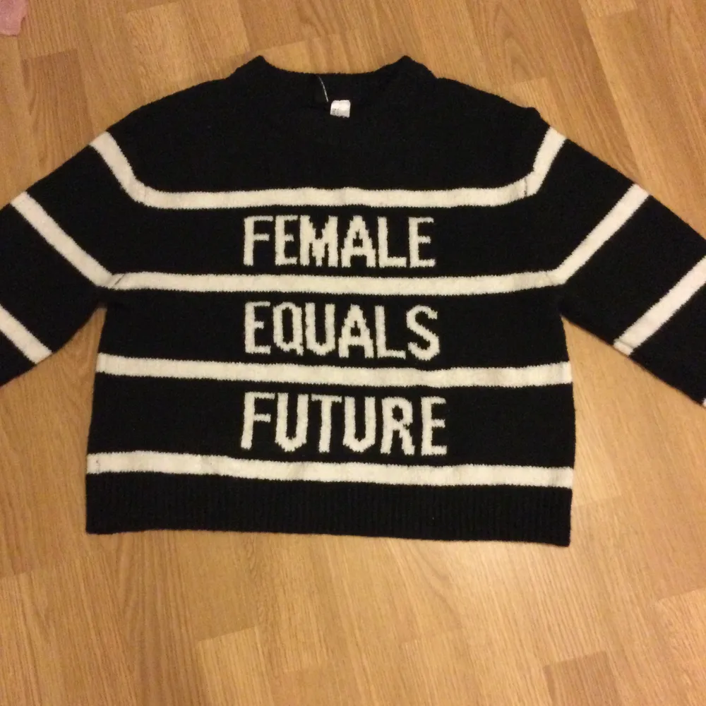 Superskön ”Female equals future” stickad tröja aldrig andvänd. Fick i julklapp. Buda om pris, välj fraktpris själv.. Stickat.