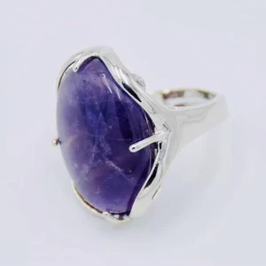 SILVE RING MED ÄKTA STEN AMESTI + Etuiet - 🥳Ny stor äkta sten Amasti silver ring 💍