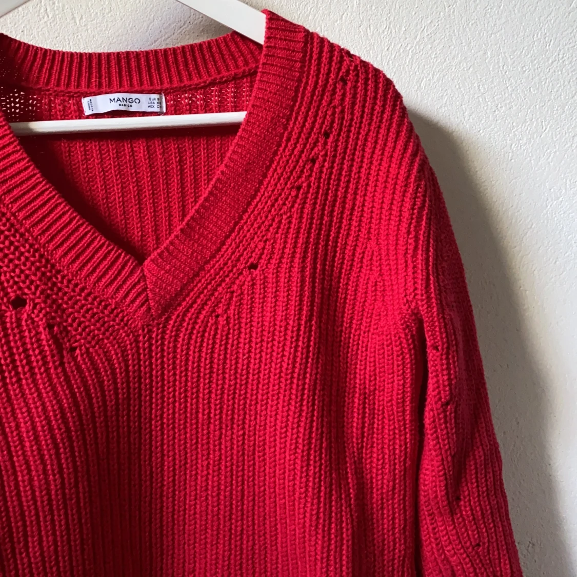 Röd stickad tröja  - 90