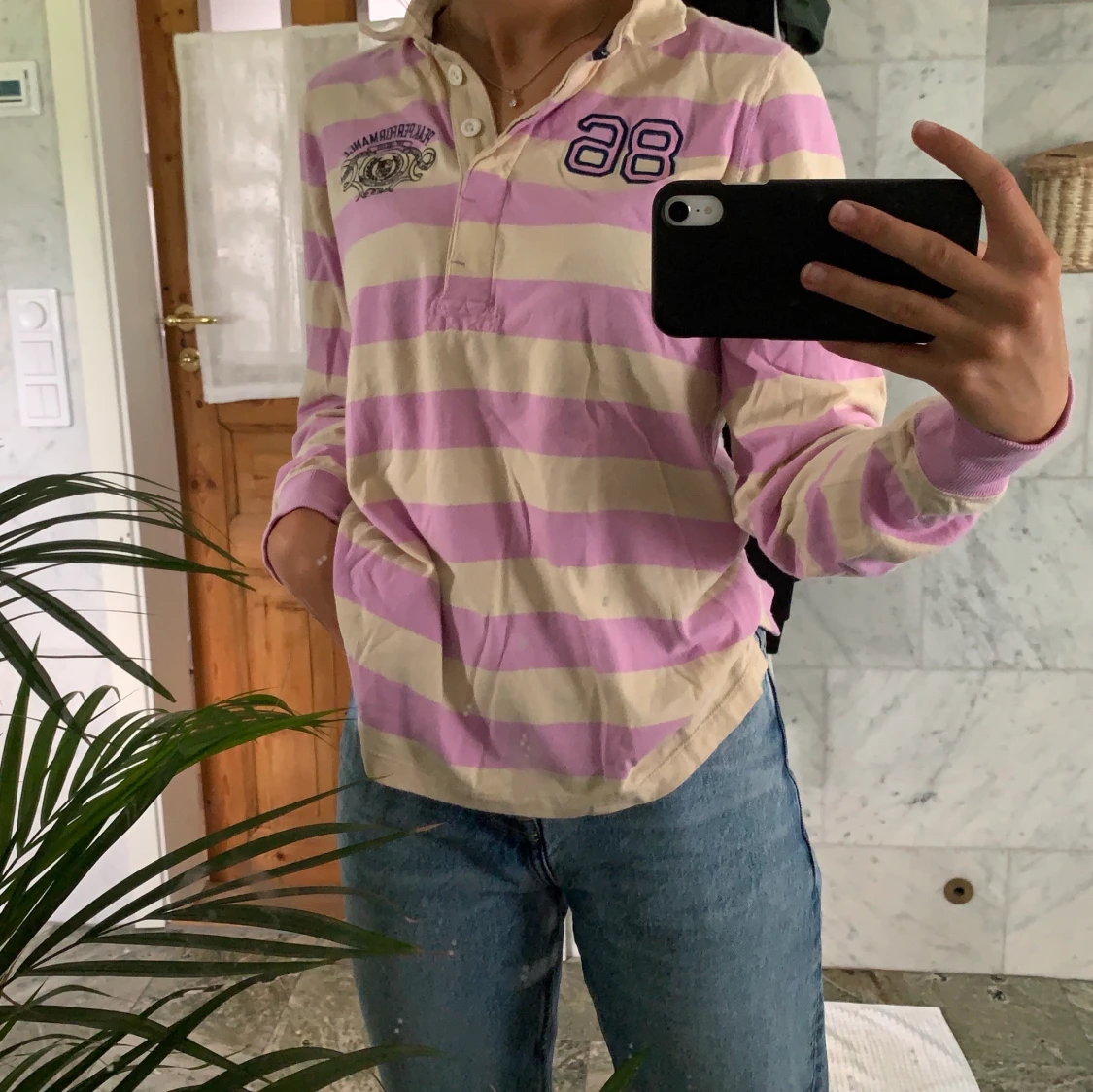 Långärmad pikétröja - 90