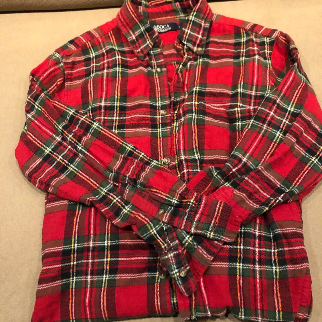 Oversized röd skjorta st S secondhand  - 90