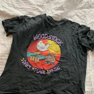 Woodstock t-shirt - Woodstock t-shirt storlek S (lite oversized). Mörkgrå. Fett snygg!! Måste dock sälja för har alldeles för mycket kläder. 