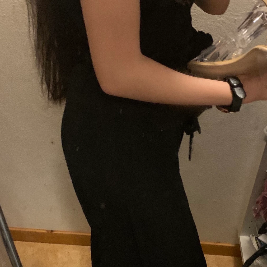 Svart Veckade slätt Elegant Overaller  - 91