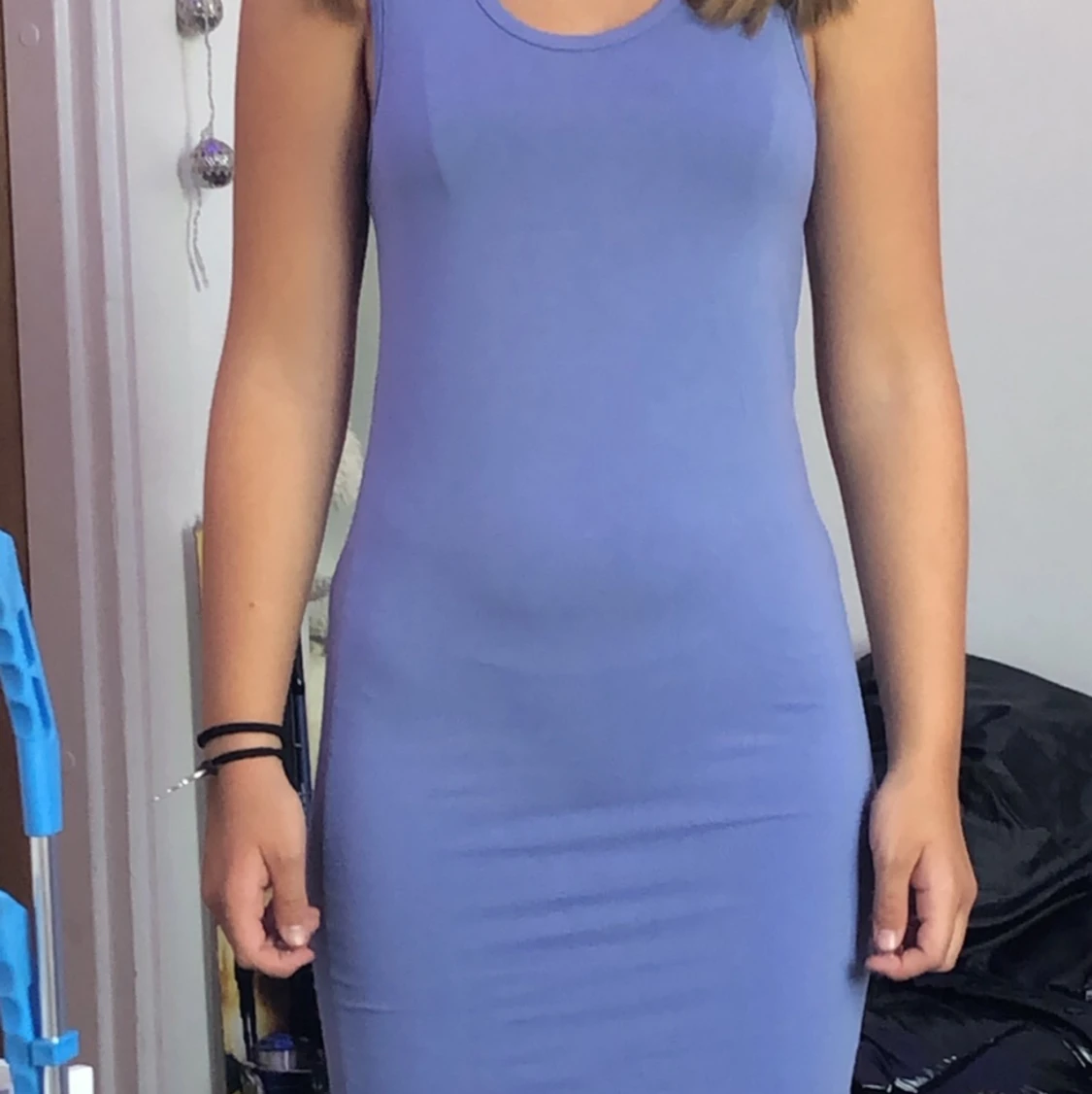 En lila/blå klänning i sååå skönt material ifrån h&m✌️