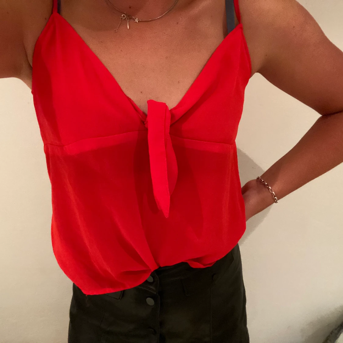 Röd knyt topp - 90