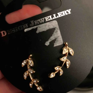  - Helt oanvända örhängen i guld och strass. 