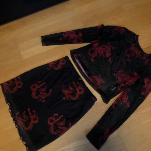 Mesh set drakmönster - Suuuperfint Mesh set (kjolen har en underkjol under meshen så man visar inte delarna man kanske vill hålla privat😊)  endast använt 1-2 gånger pga för litet för mig. 150kr och frakt ingår 