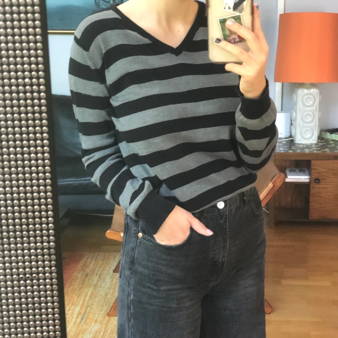 V-ringad randig tröja  - 90