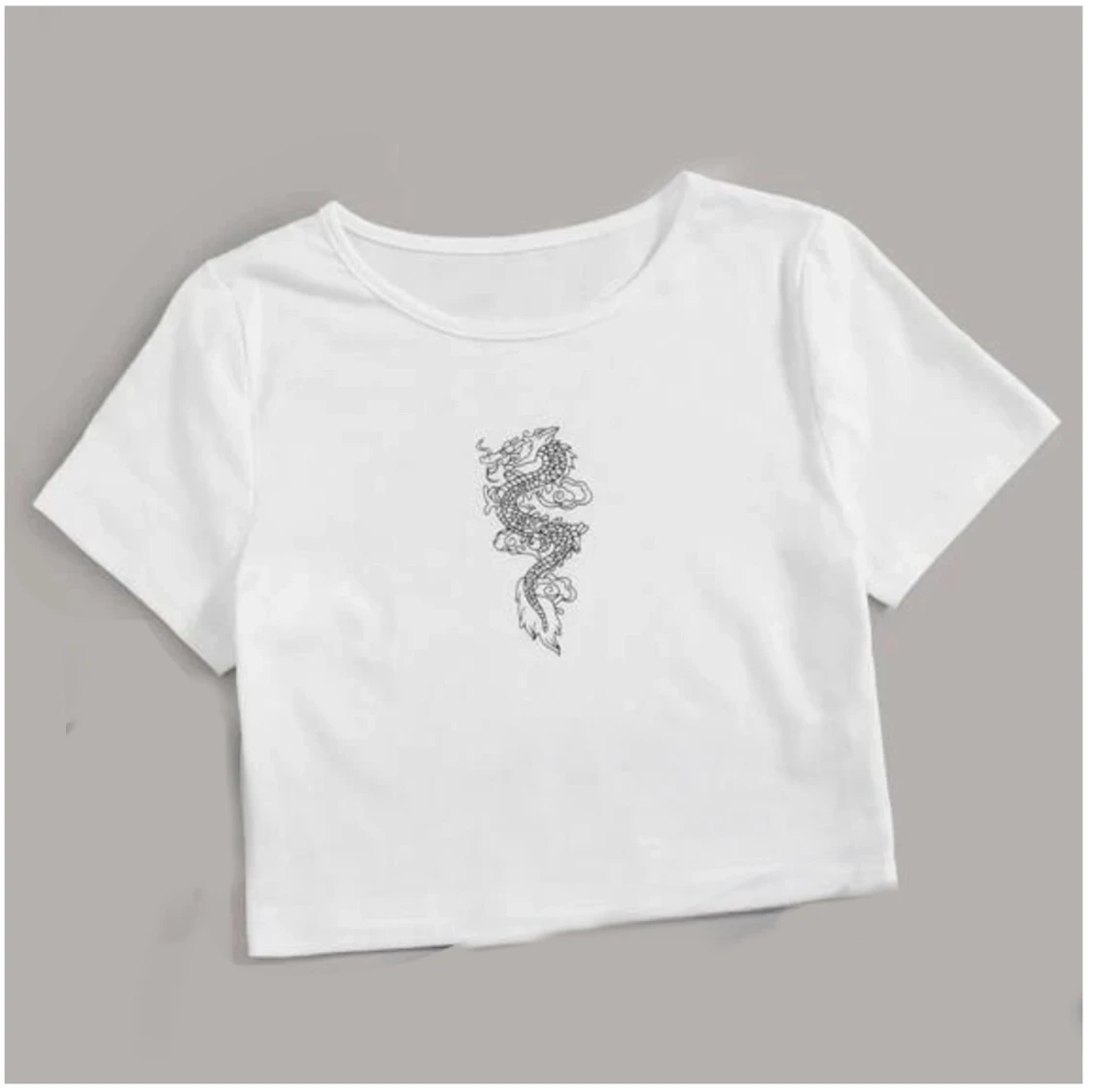Vit croptop med en drake på
