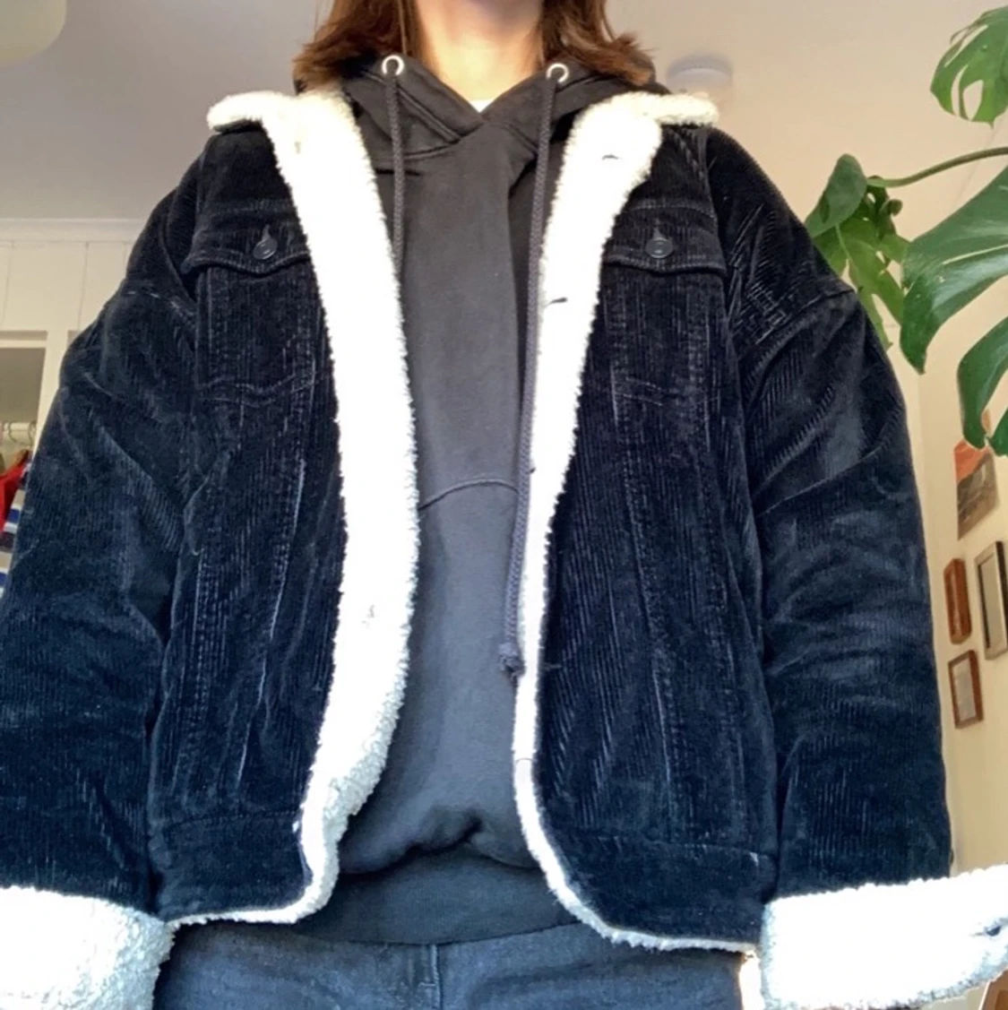 Svart Manchester jacka med teddy foder