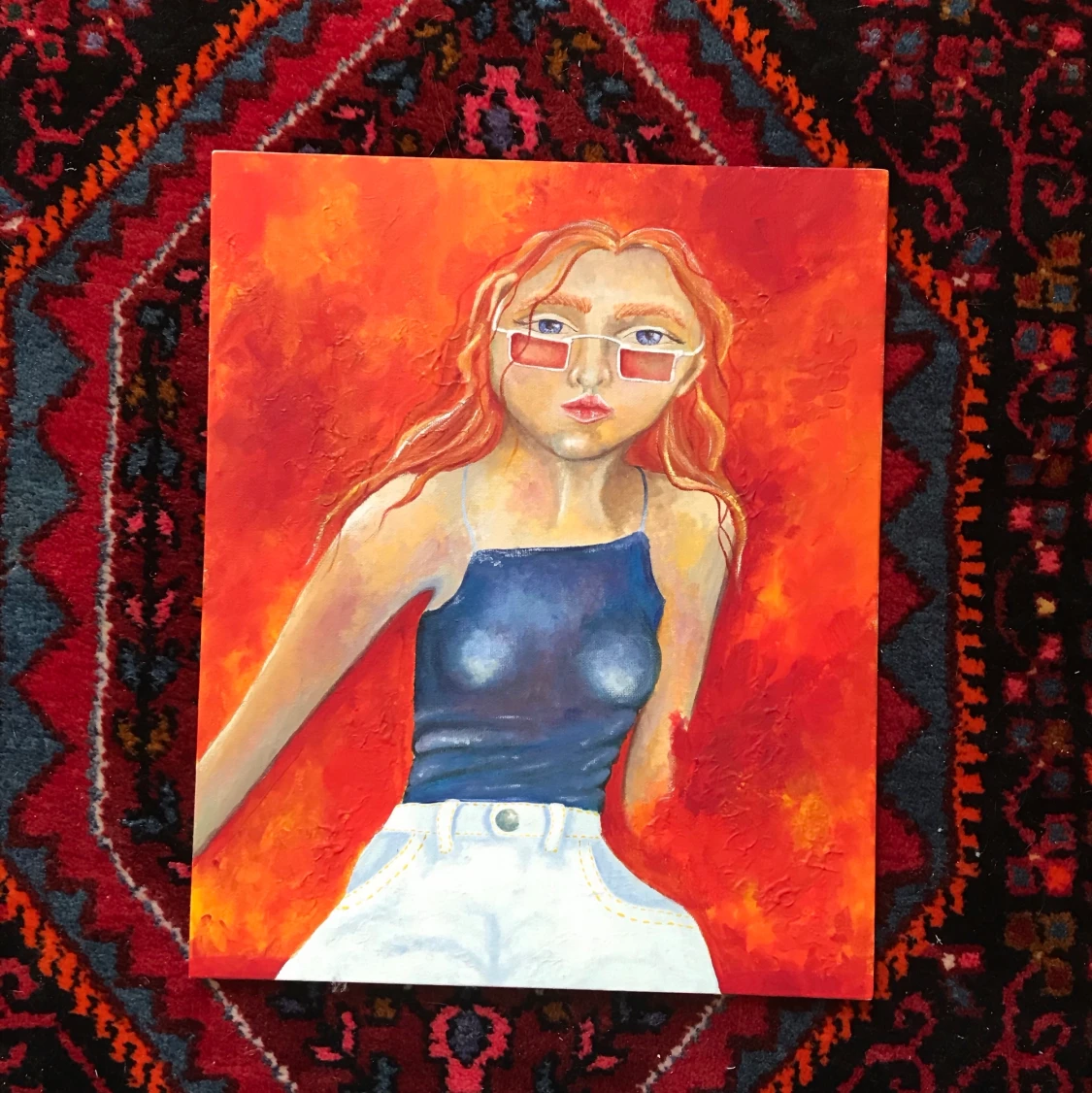 Tavla porträtt ”Fire woman” 