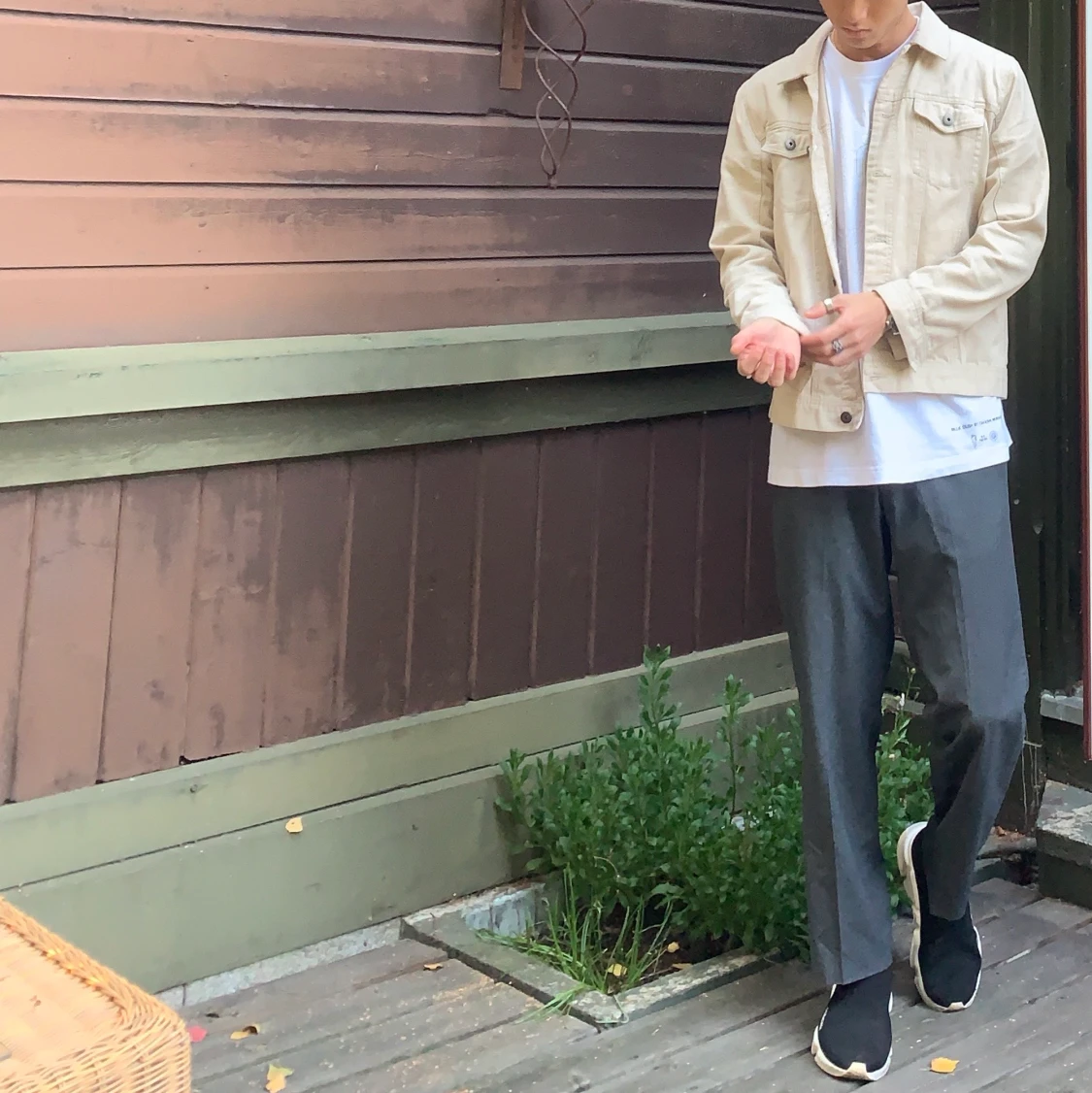 JEANSJACKA BEIGE/OFF WHITE