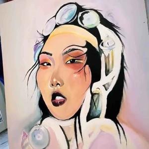  - Målat med oljefärger 💕 Priset kan diskuteras  80 cm lång  61 cm bred 