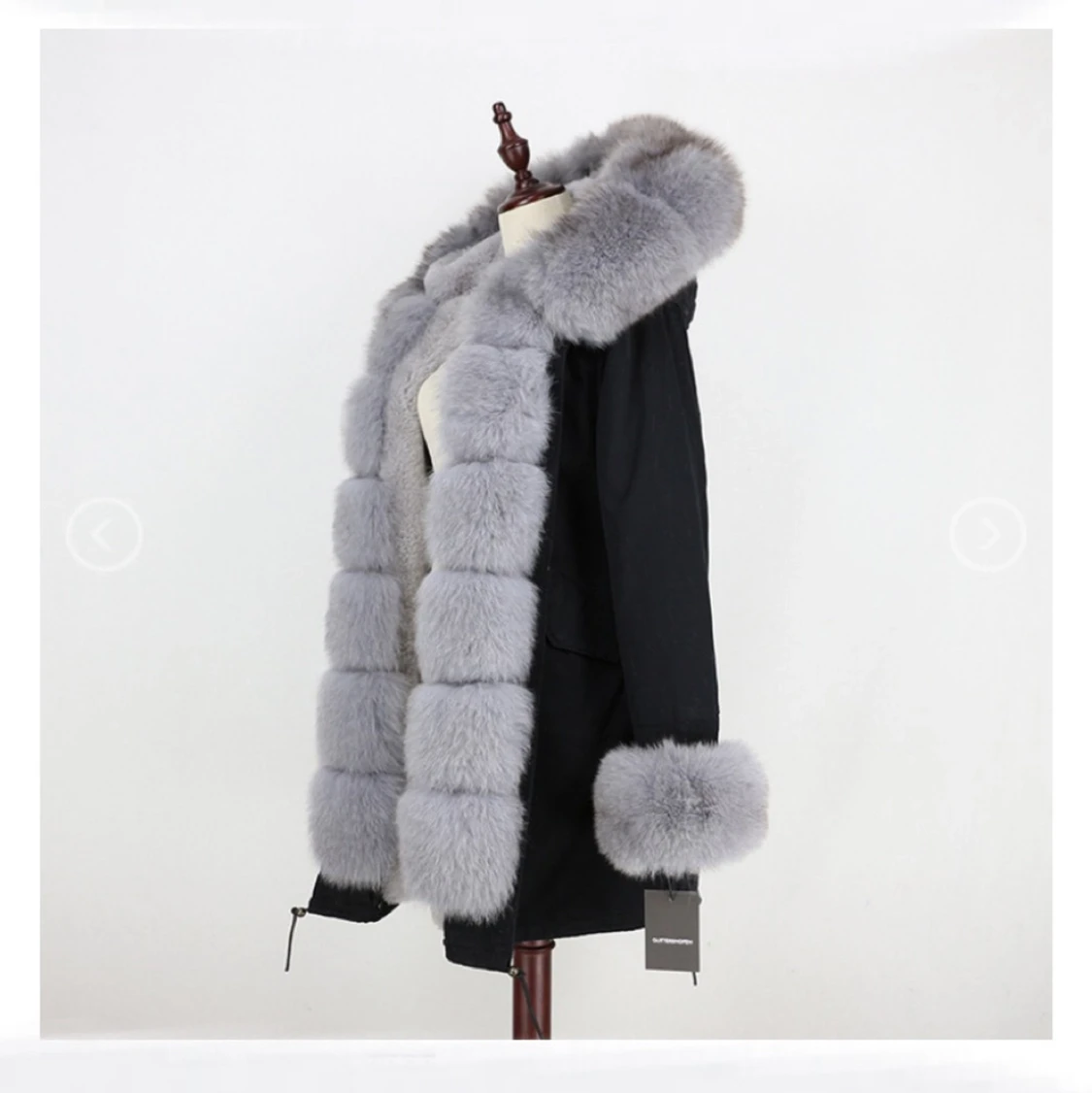 Fatima park lång äkta päls jacka.  - 90