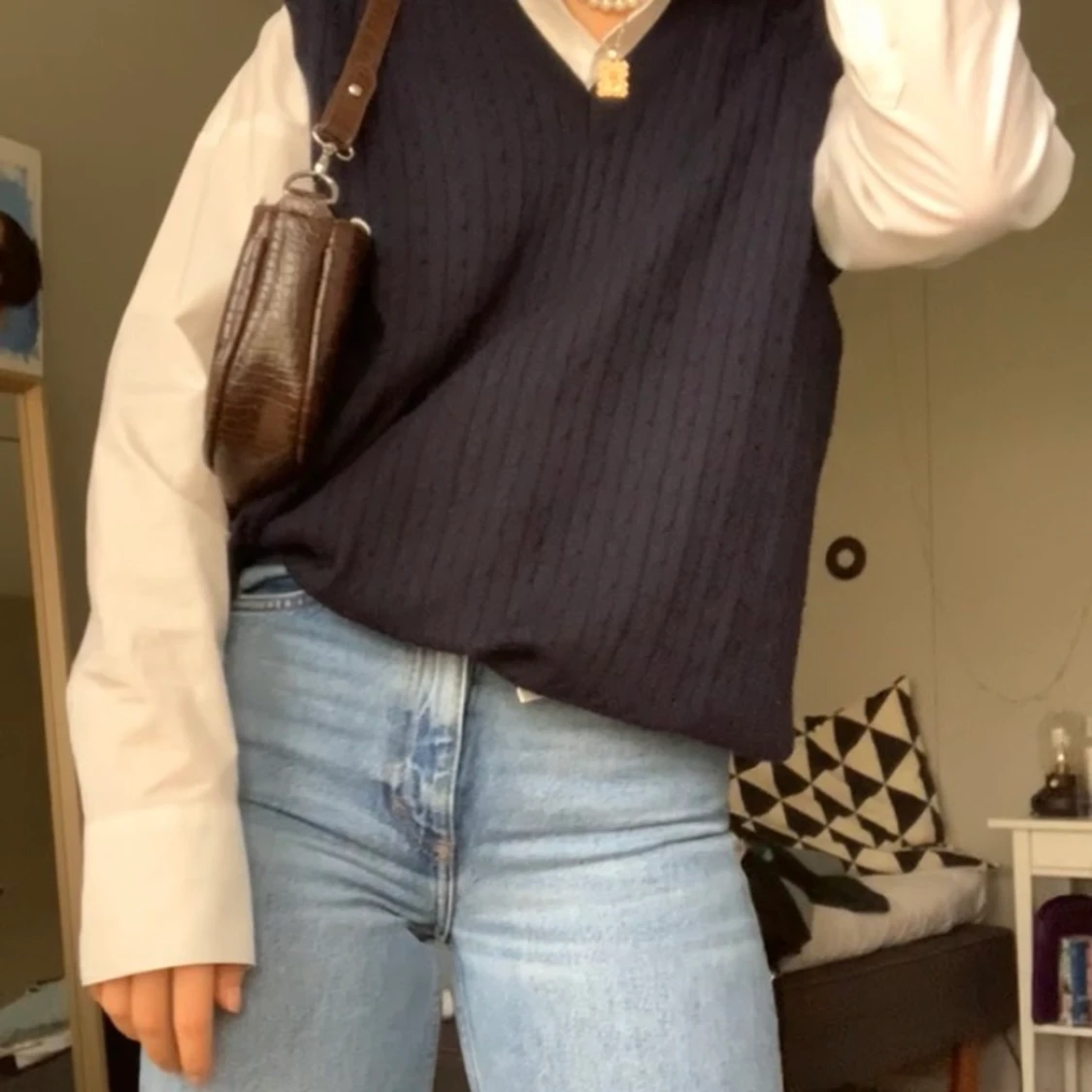 marinblå ribbad väst✨🌻☀️