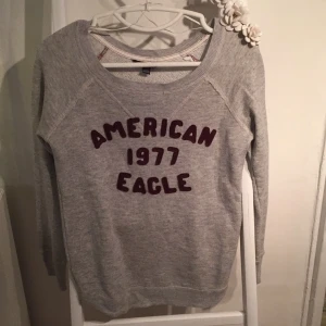  - Tuff grå college tröja från American Eagle. Mycket klassisk tröja med vinröda applikationer. 