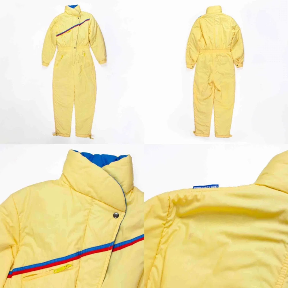 Vintage 90s ski jumpsuit in yellow Label: 38, fits best size S Measurements (flat, approx.):  leg inseam: 77 cm waist (not stretched): 38 cm Free shipping! Read the full description at our website majorunit.com No returns  . Jackor.