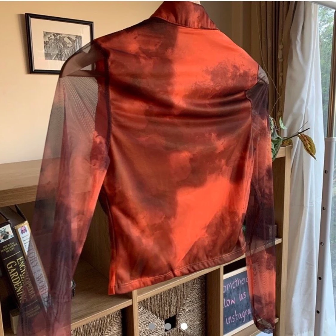 Långärmad mesh topp orange / svart  - 91