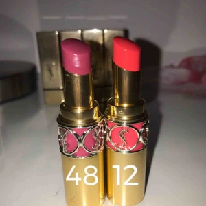  - Läppstift från Yves Saint Laurent kollektion rouge volupte shine i färgerna 48 och 12 Coral Incandescent. Aldrig använda endast swatchade. Nypris 370kr och säljs för 270 styck eller båda två för 500