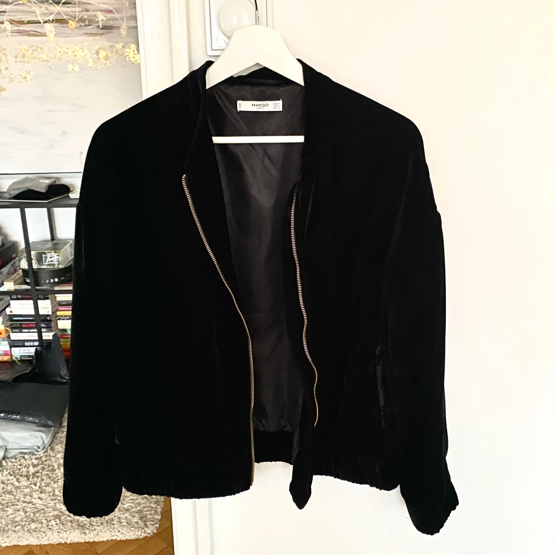 Mango velvet black zip bomber jacka - 90
