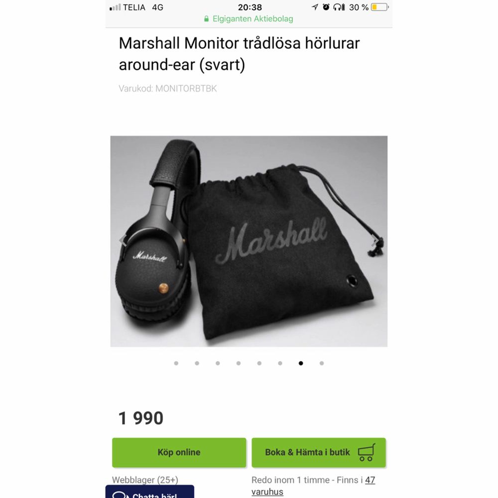 Säljer ettJag par Marshall Monitor | Plick Second Hand