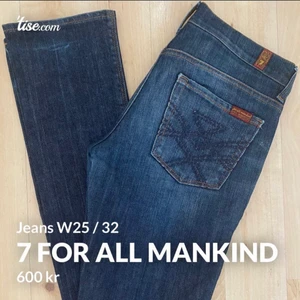7 for all mankind jeans - Köpta för 2500, använda en del från att jag köpte dom 2,5 år sedan men har blivit för små för mig. Snygga jeans som hållt sin form, tighta inte så stretchiga men sköna och raka i modellen. Lågmidjade(!) Med en slits i högra knät som jag INTE gjort själv☺️