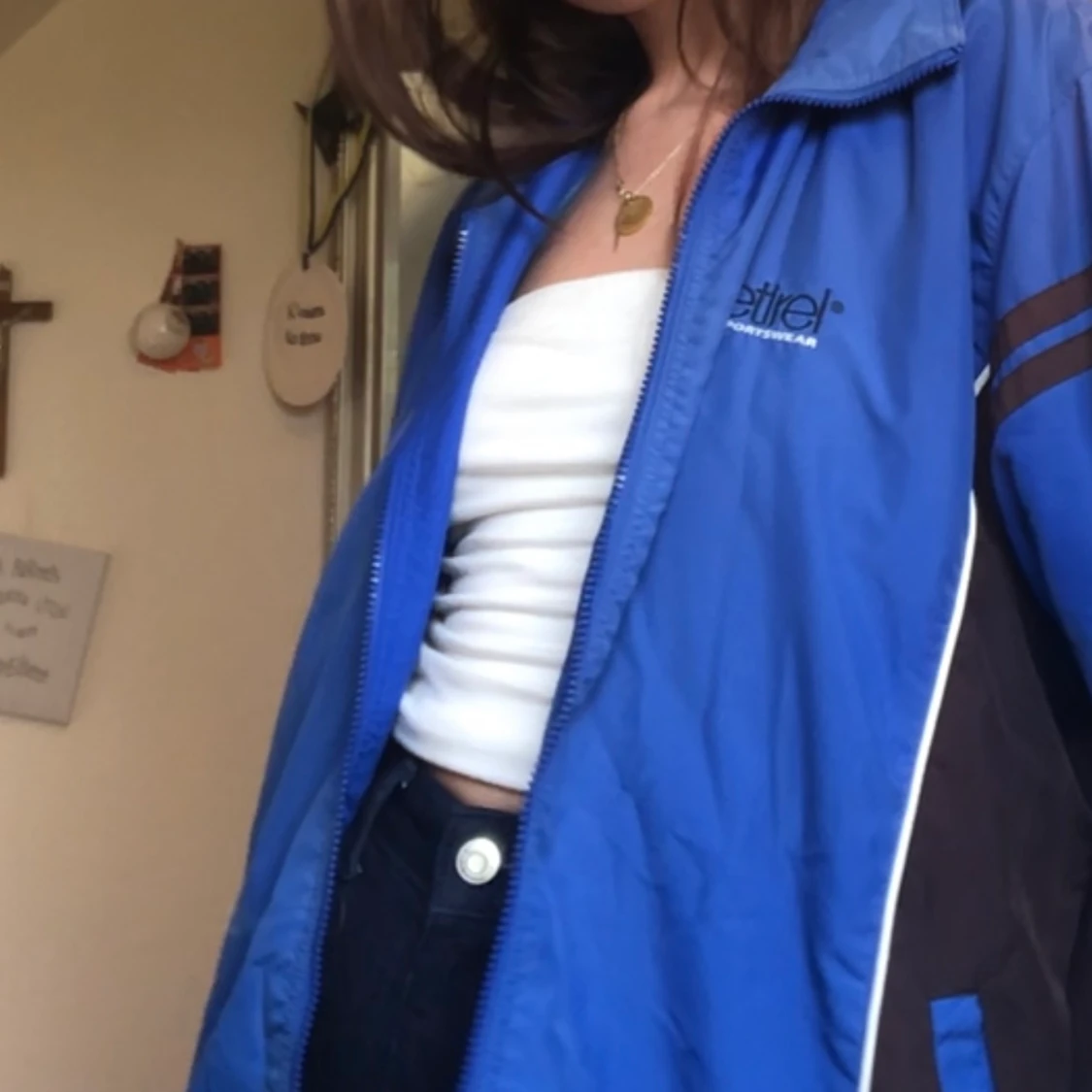 Retro koboltblå vindjacka - 90