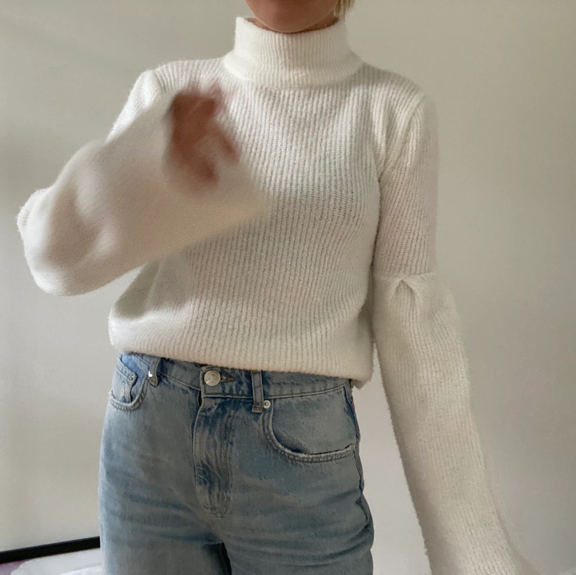 Vit stickad tröja - 90