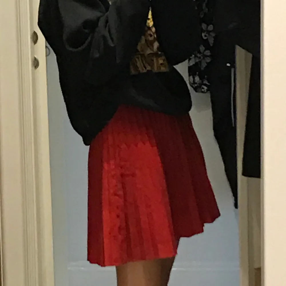 As cute röd kjol! Står inte nån storlek, men den passar mej som har S/XS:) Jag kan mötas upp i Skanstull, annars står köparen för frakten🦋🥺💞🗽. Kjolar.