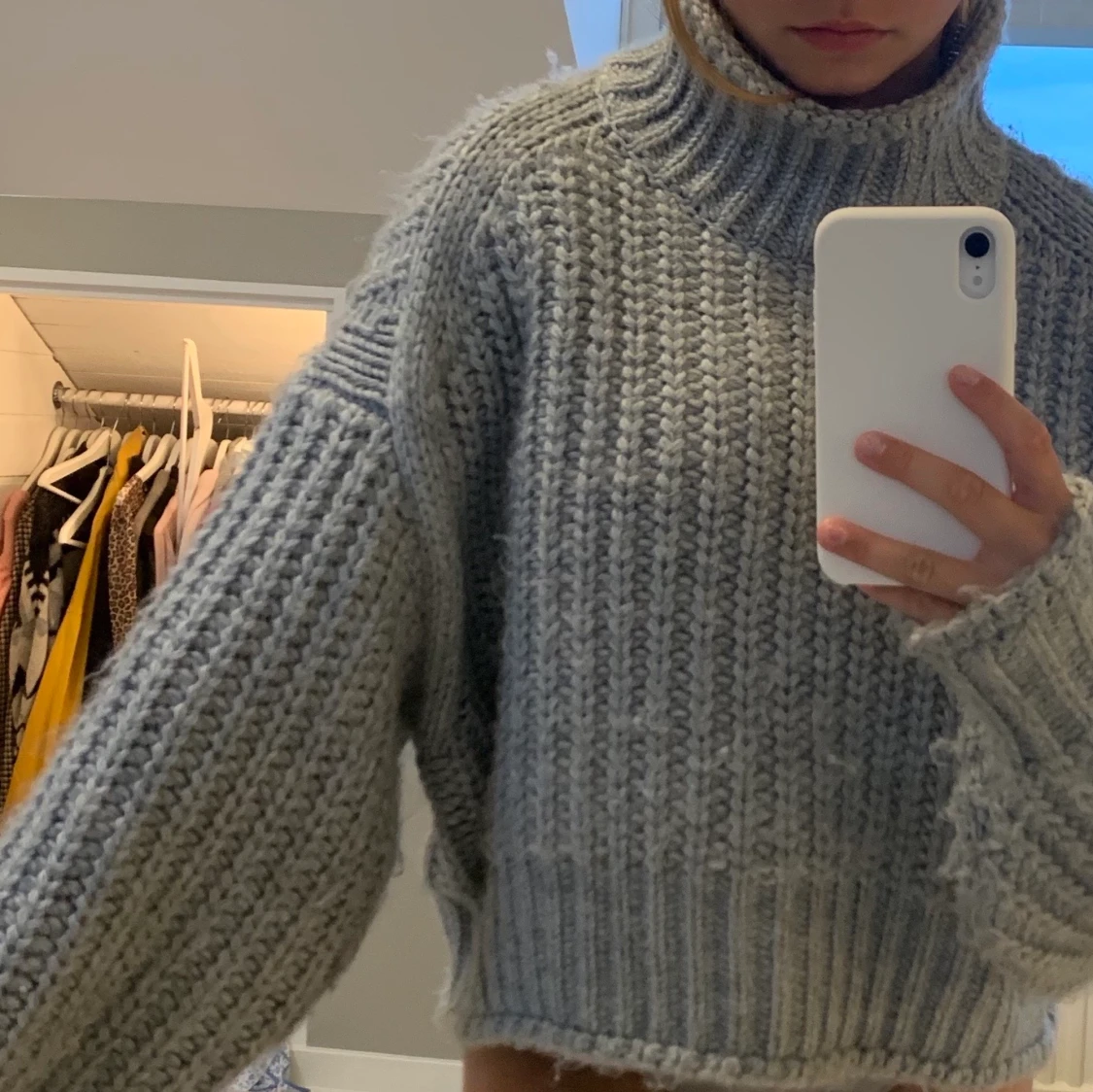 Grå stickad tröja - 90