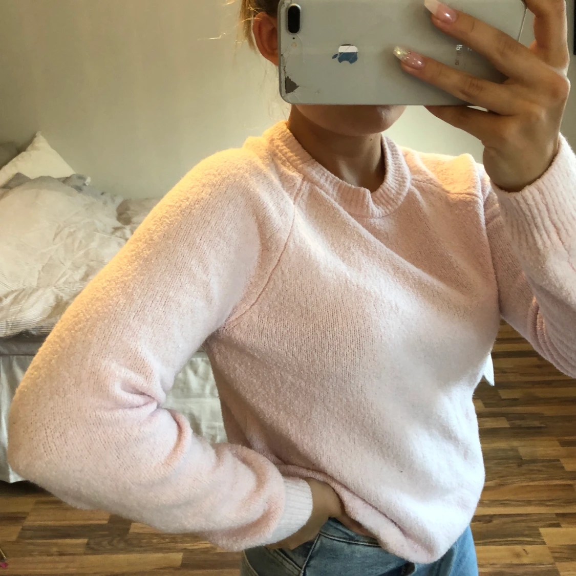 Rosa stickad tröja - 90