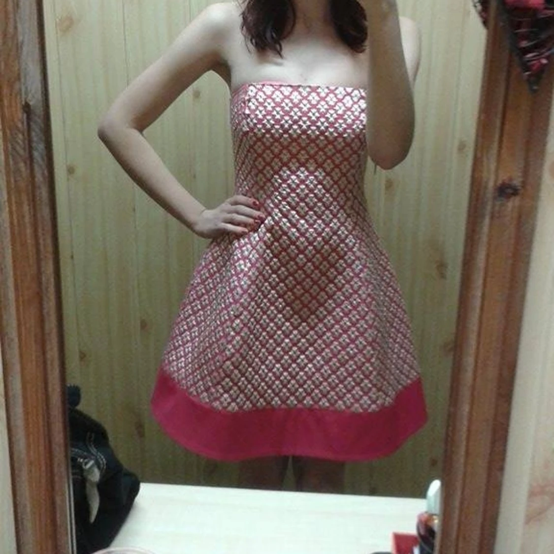 Guld/rosa festklänning  - 91