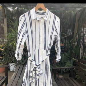  - white and blue lines shirt dress