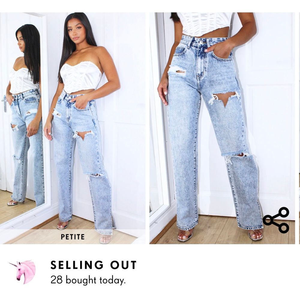 Jeans i storlek 8, alltså 36, från prettylittlething. I petite och skulle säga att de är lite små i storleken så en liten 36a. De är för tajta för mig men passar perfekt i längden för min stil som är 163 cm lång. Köpta för 30 brittiska pund så motsvarar alltså ungefär 330 kr exklusive frakt som kostar ungefär 80 kr. Alltså sammanlagt 410. Buda från 250. De är helt nya med alla prislappar kvar.. Jeans & Byxor.
