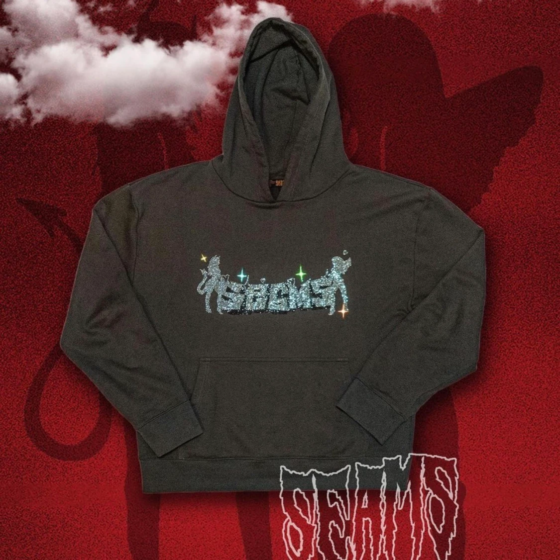 Seams rhinestone Hoodie storlek M - 90