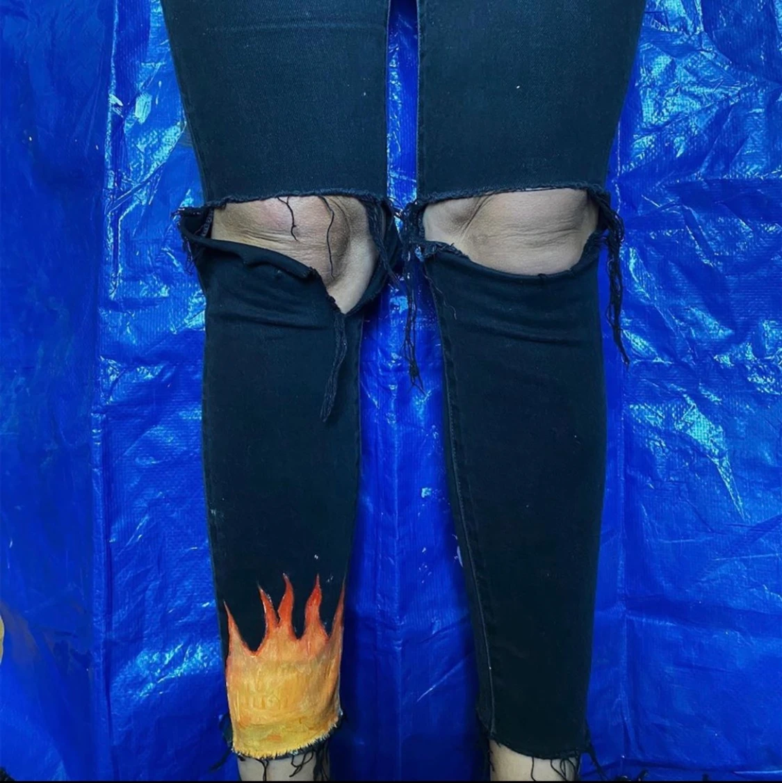 Målade a-brand jeans