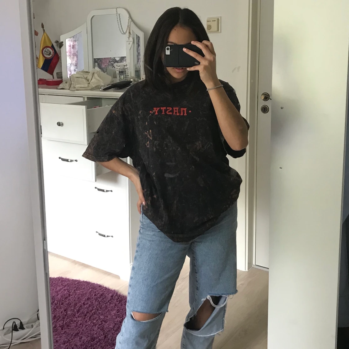 Oversized t-shirt med tryck  - 90