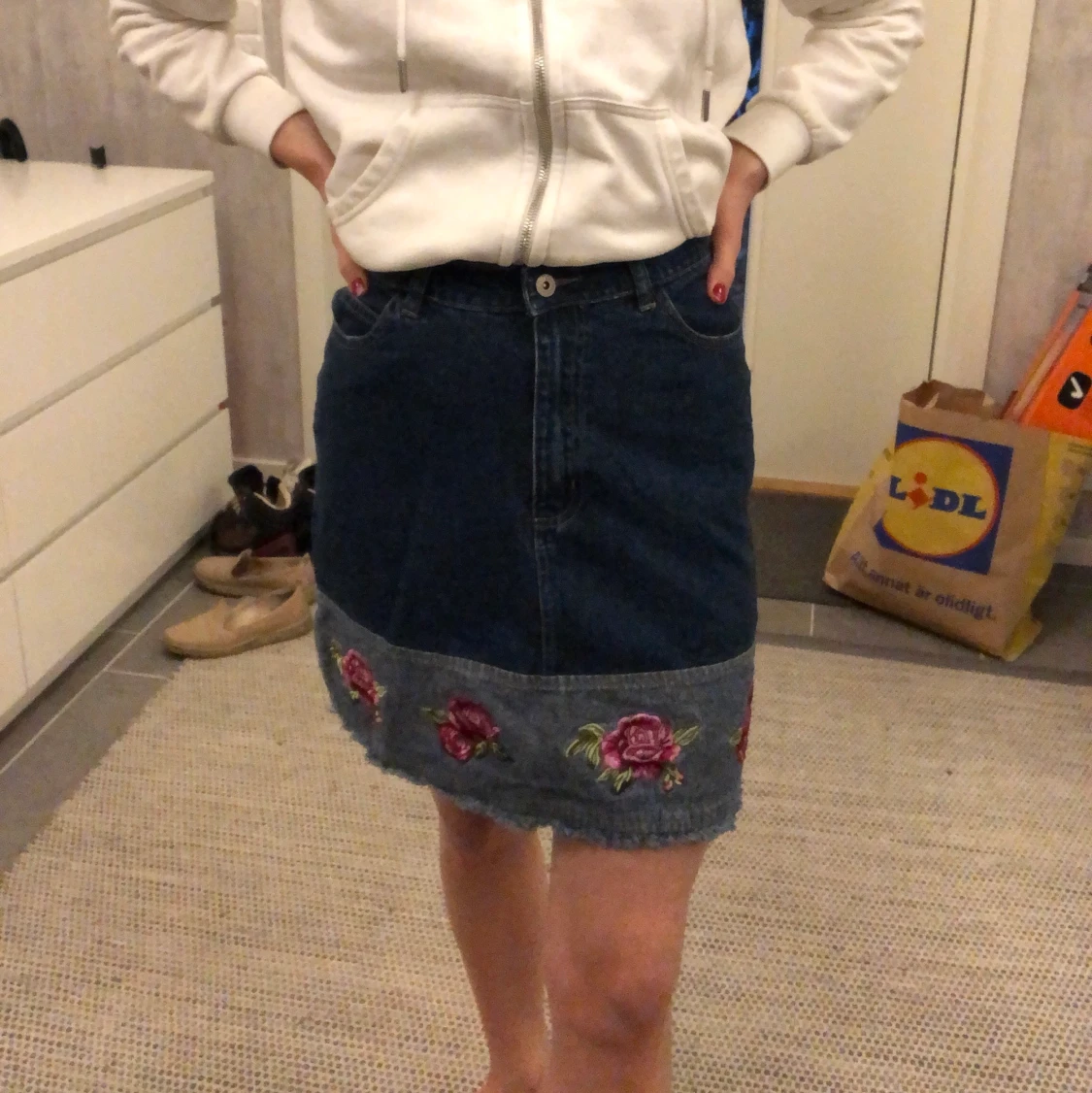 Jeanskjol med tryck - 90