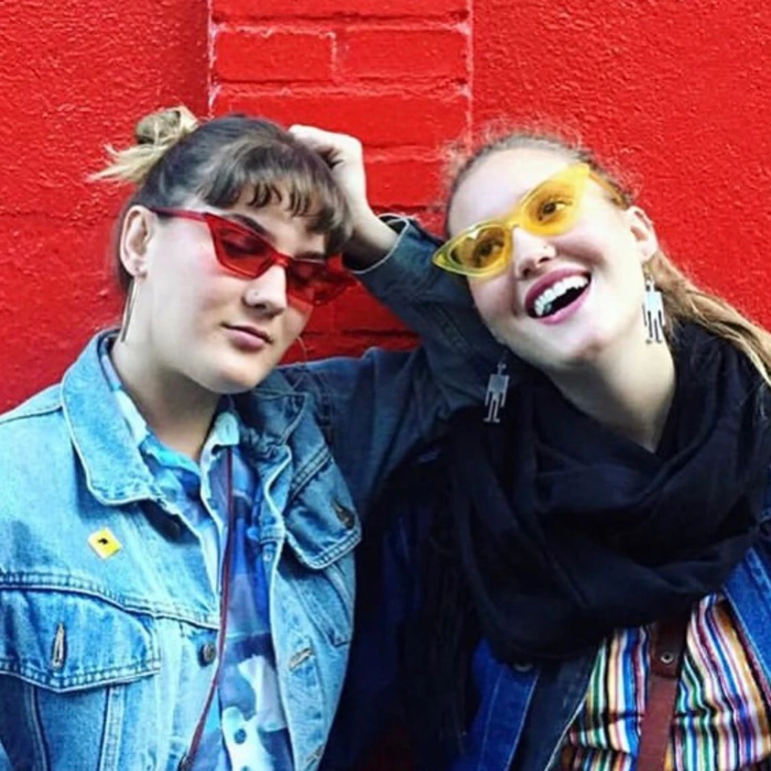 Both red and yellow sunglasses 