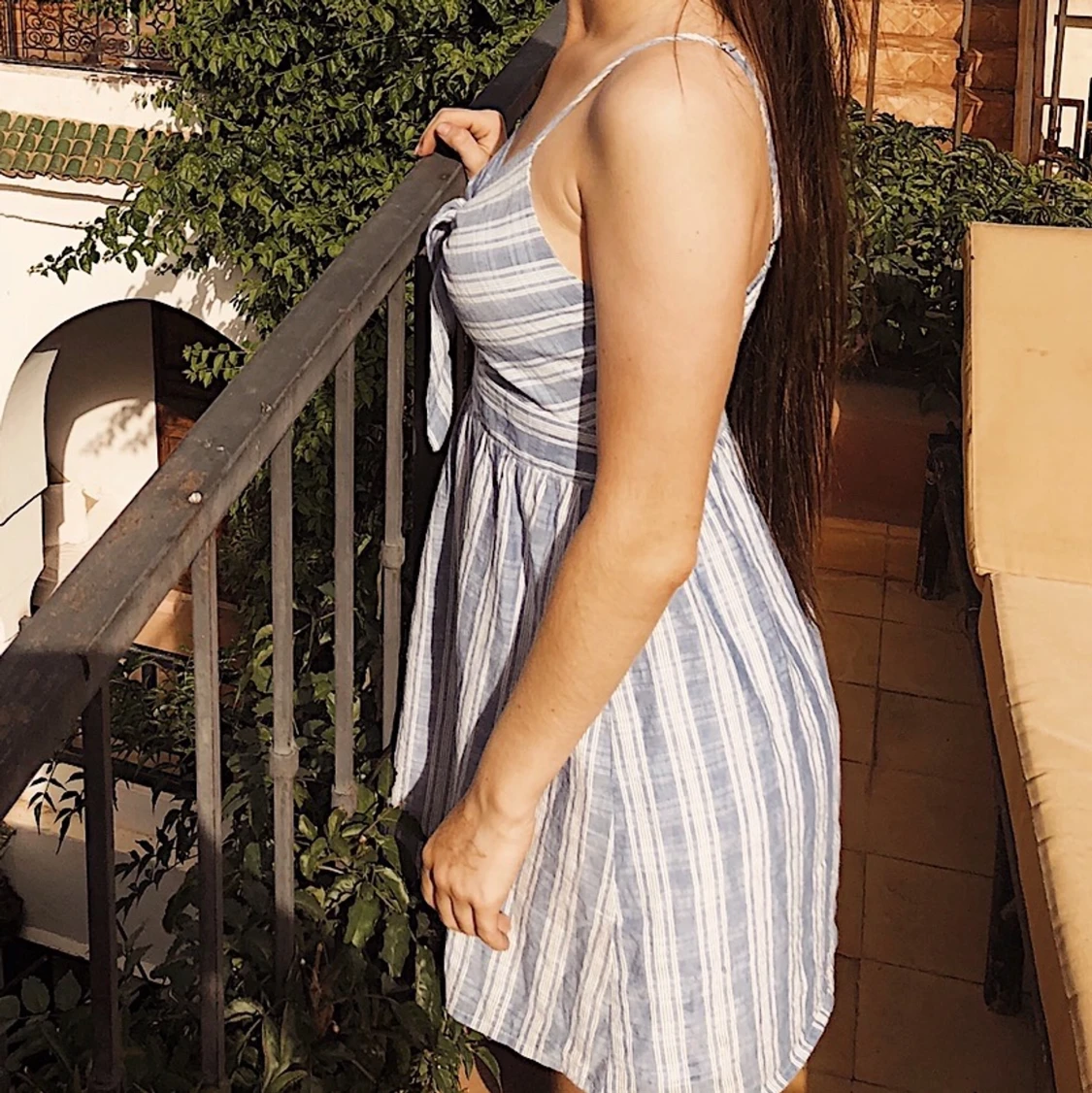 Blå randning klänning - 91