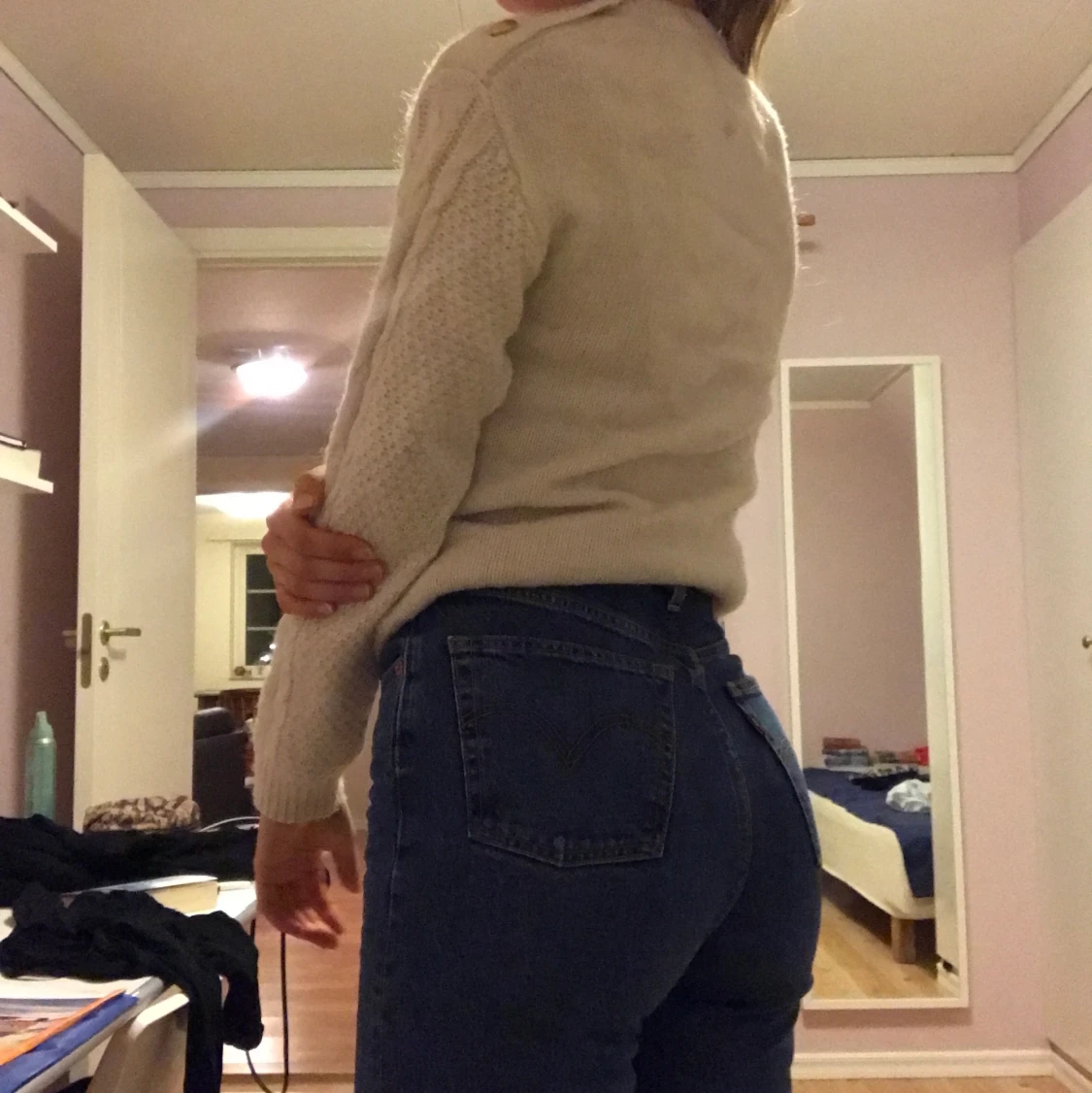 Vit stickad tröja  - 90