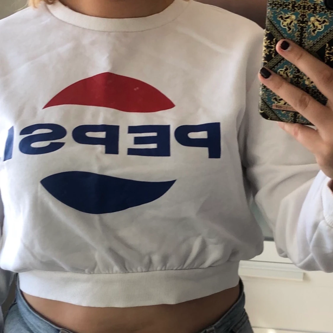 Pepsi cropped tjocktröja 